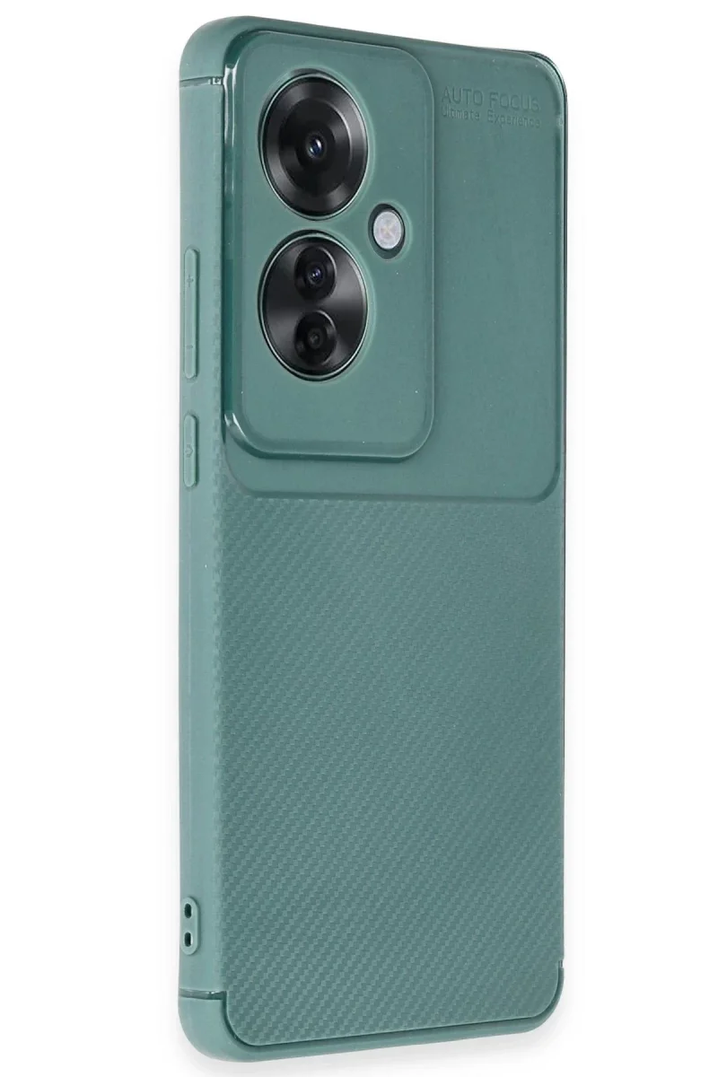 Oppo Reno 11F Kılıf Auto Focus Karbon Kapak - Koyu Yeşil