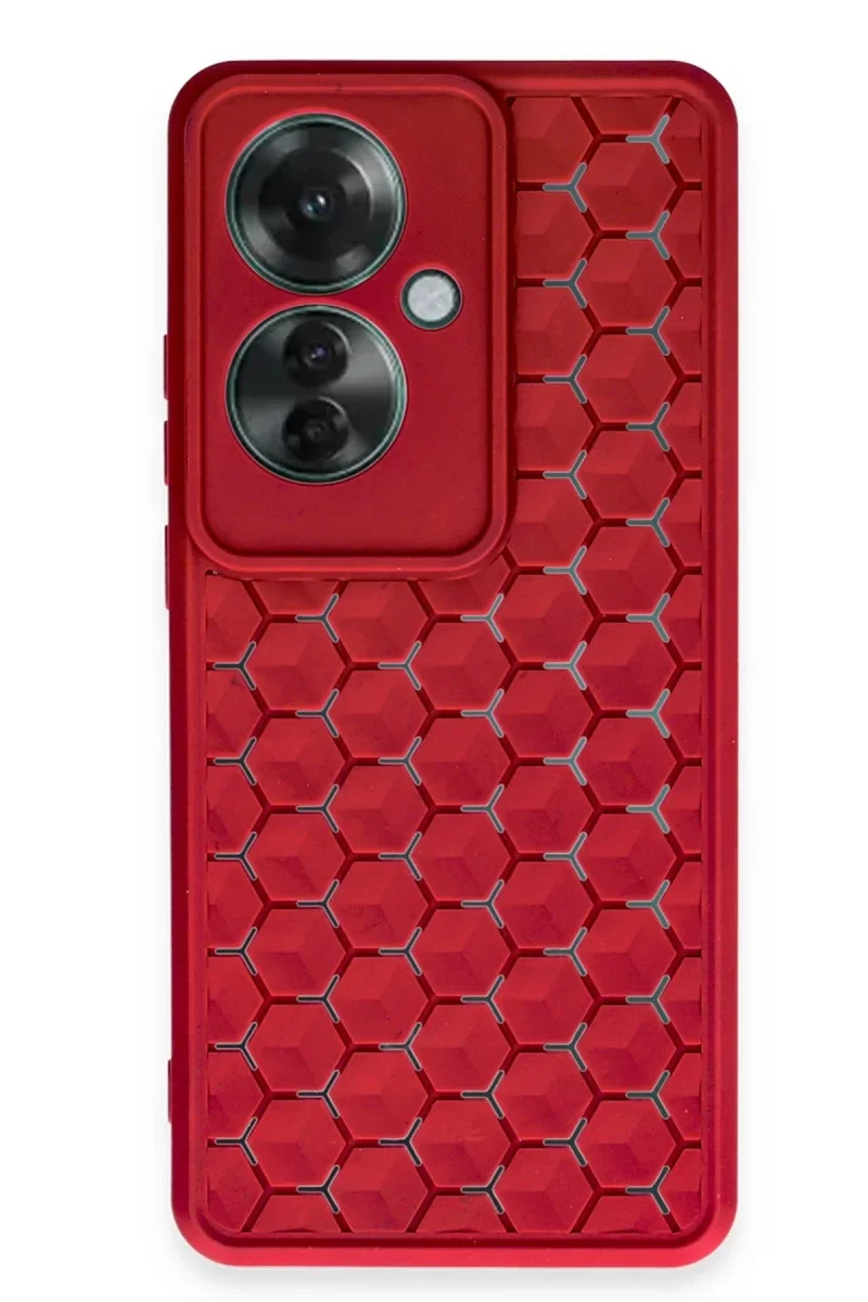 Oppo Reno 11F Kılıf Petek Silikon Kapak - Kırmızı Oppo Reno 11F Kılıf Petek Silikon Kapak - Kırmızı