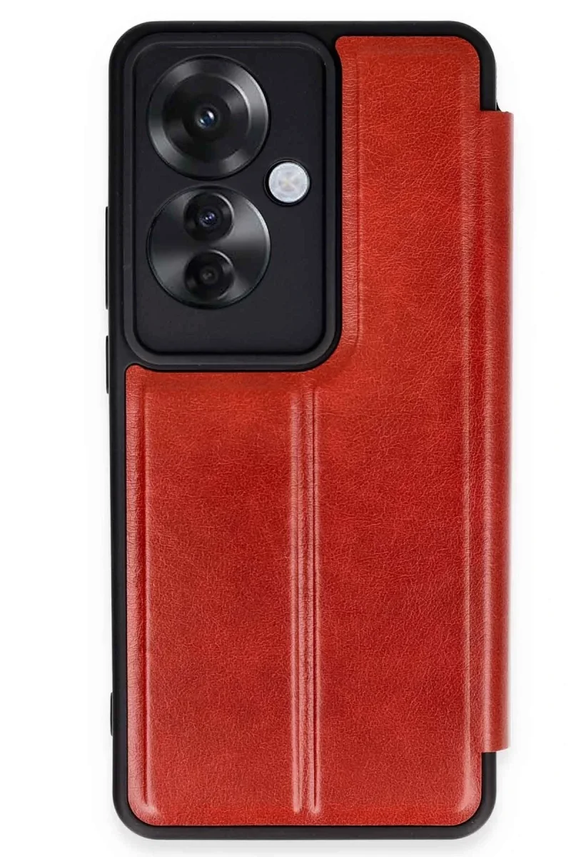 Oppo Reno 11F Kılıf Flip Cover - Kırmızı Oppo Reno 11F Kılıf Flip Cover - Kırmızı