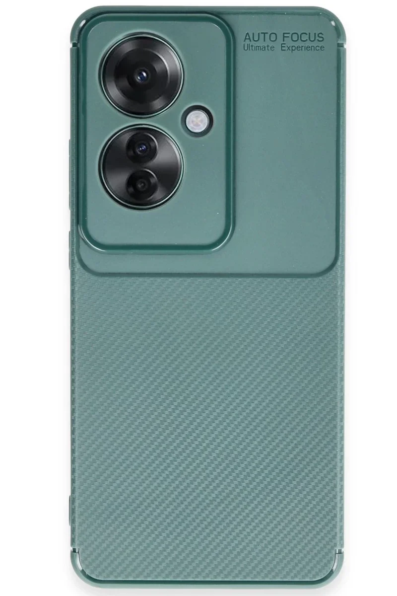 Oppo Reno 11F Kılıf Auto Focus Karbon Kapak - Koyu Yeşil