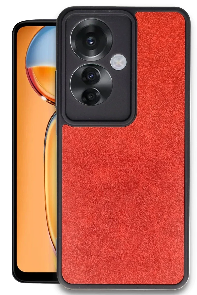 Oppo Reno 11F Kılıf Aras Deri Kapak - Kırmızı