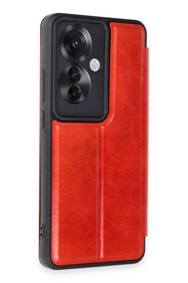 Oppo Reno 11F Kılıf Flip Cover - Kırmızı Oppo Reno 11F Kılıf Flip Cover - Kırmızı