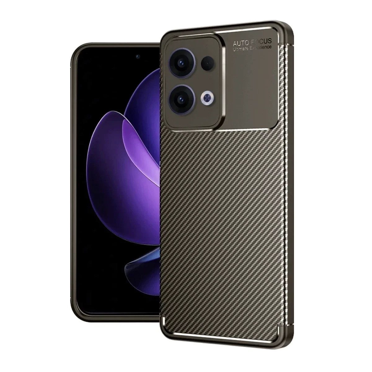 Oppo Reno 13 Pro Kılıf Auto Focus Karbon Kapak - Kahverengi Oppo Reno 13 Pro Kılıf Auto Focus Karbon Kapak - Kahverengi