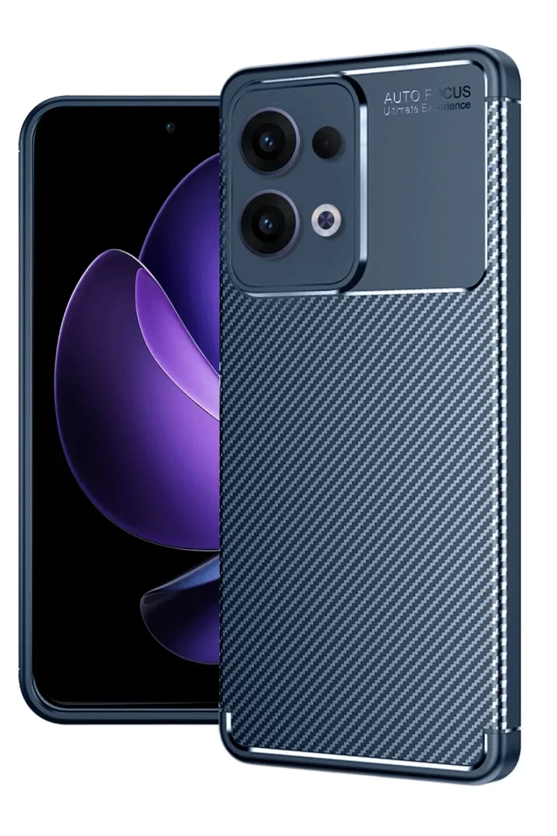 Oppo Reno 13 Pro Kılıf Auto Focus Karbon Kapak - Lacivert