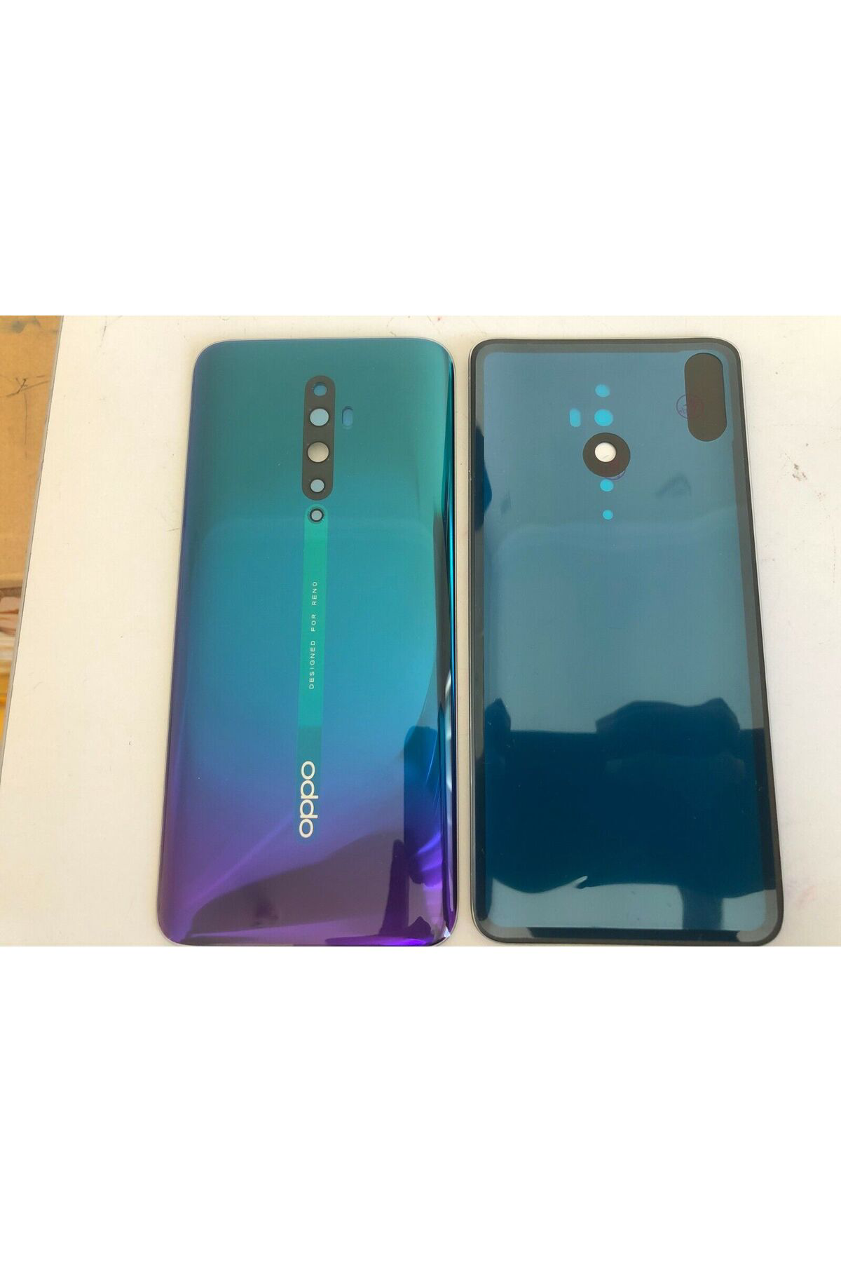 Oppo Reno 2 Z Arka Pil Kapağı, Lens Hariç Yeşil - Mavi