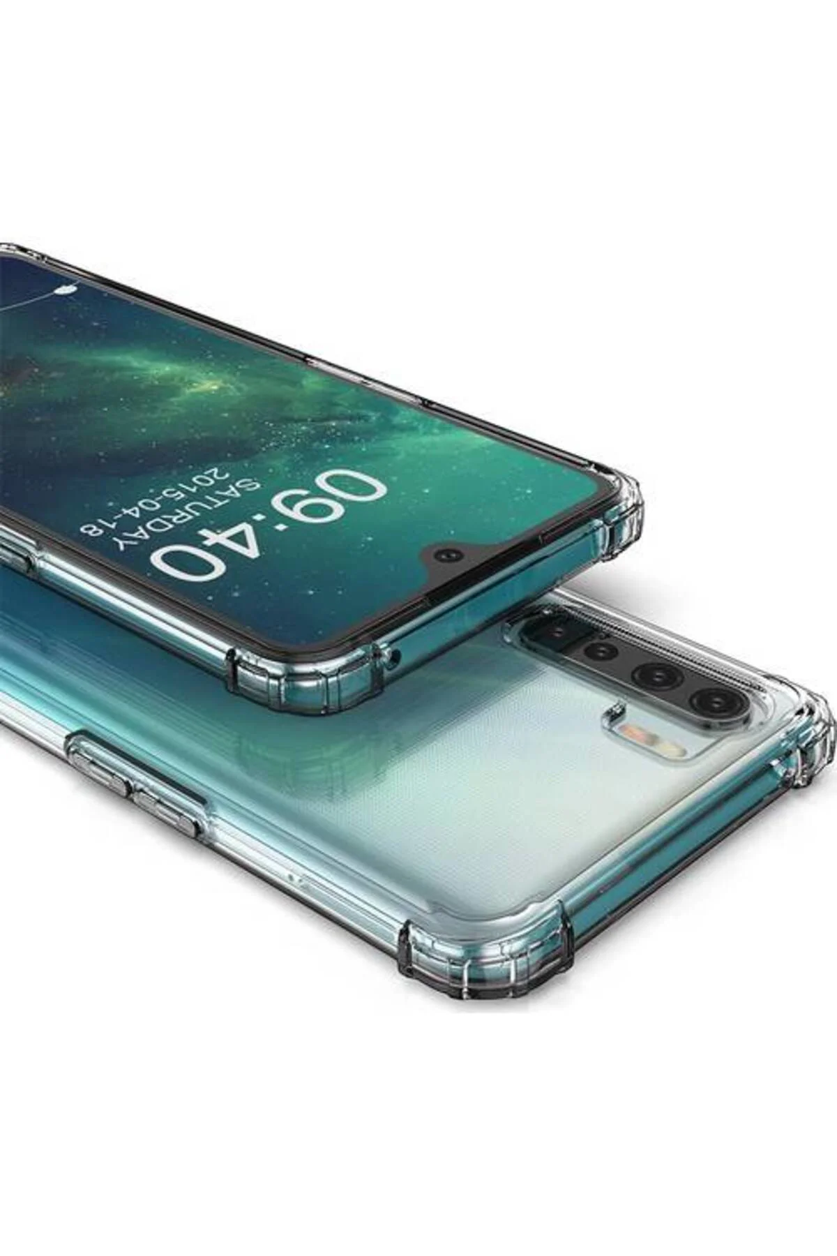 Oppo Reno 3 Askılı İpli Şeffaf Tank Kılıf Siyah
