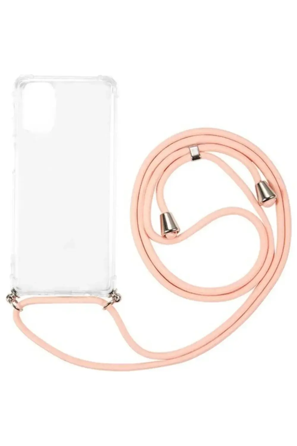 Oppo Reno 3 Boyun Askılı Şeffaf Tank Kılıf Pembe