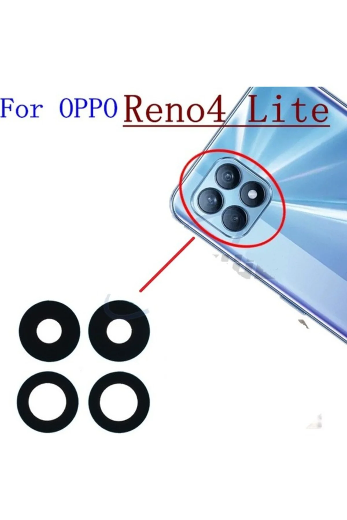 Oppo Reno 4 Lite Arka Kamera Camı Lens Yapışkanlı