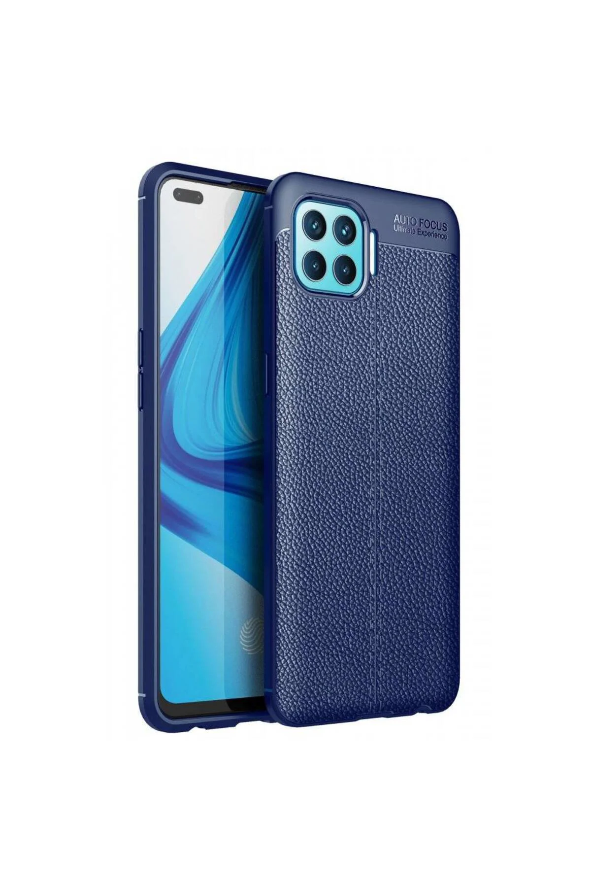 Oppo Reno 4 Lite Deri Görünümlü Silikon Lacivert