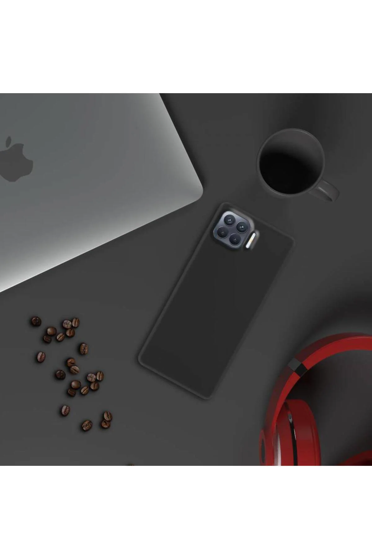 Oppo Reno 4 Lite İnce Mat Silikon Kılıf Siyah