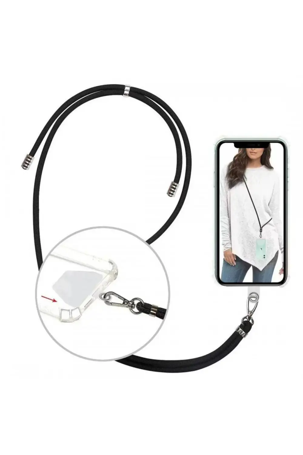 Oppo Reno 4 Lite Ip Askılı Silikon Kılıf Siyah