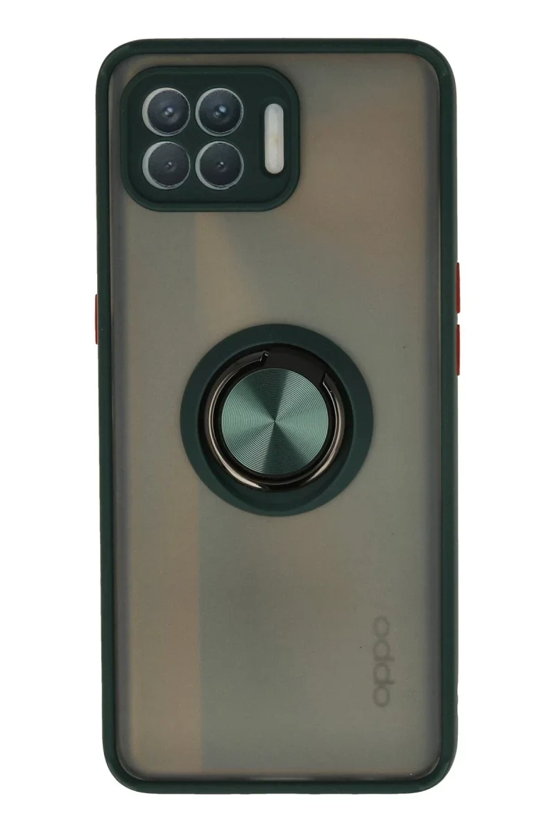 Oppo Reno 4 Lite Kılıf Montreal Yüzüklü Silikon Kapak - Yeşil