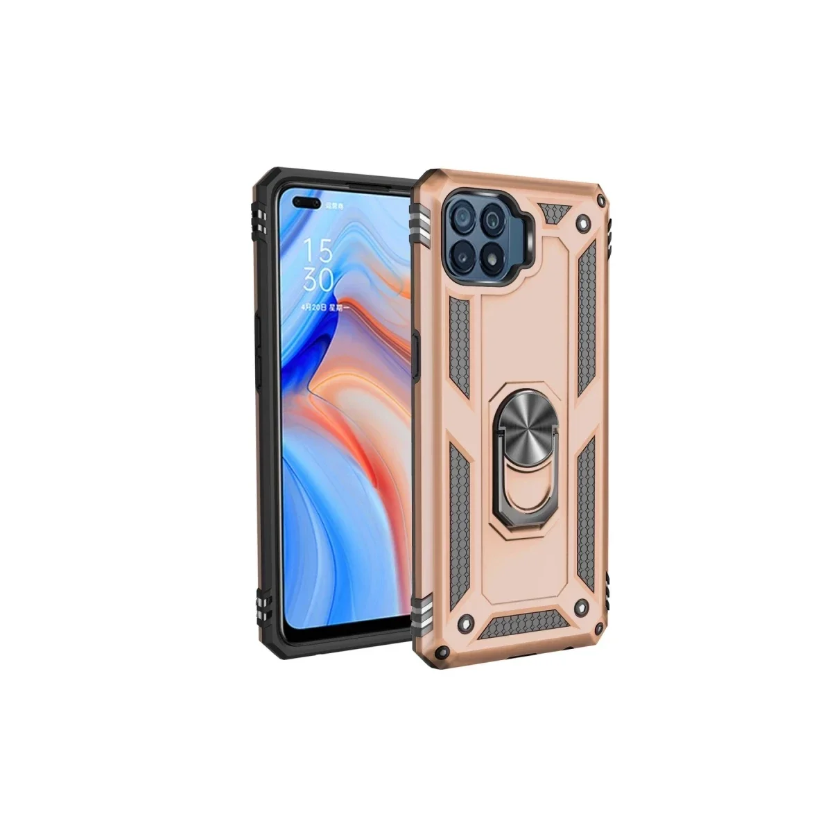 Oppo Reno 4 Lite Kılıf Sofya Yüzüklü Silikon Kapak - Gold Fiyatı, Yorumları ve Özellikleri