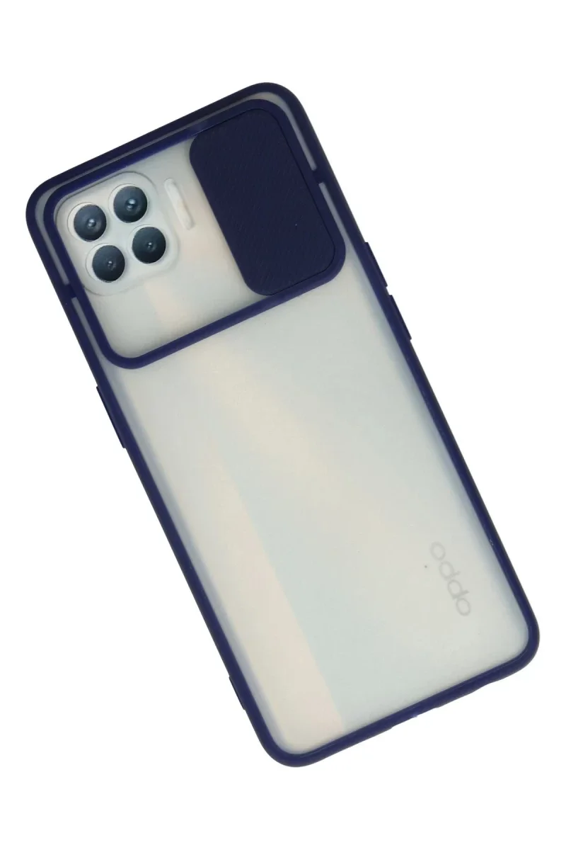 Oppo Reno 4 Lite Kılıf Palm Buzlu Kamera Sürgülü Silikon - Lacivert