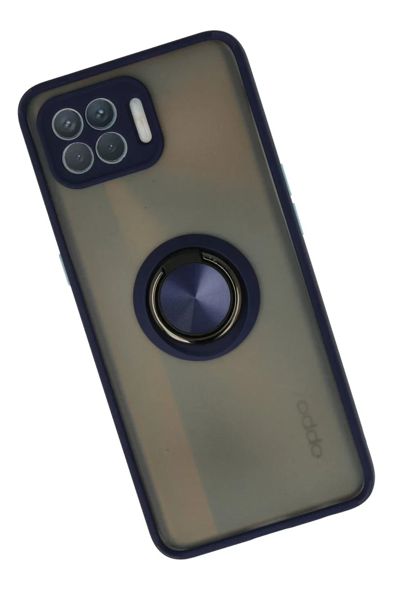 Oppo Reno 4 Lite Kılıf Montreal Yüzüklü Silikon Kapak - Lacivert