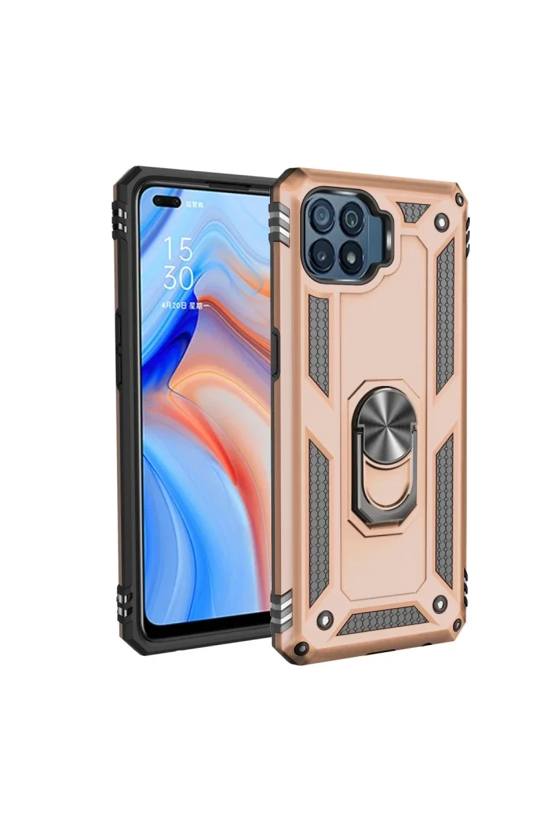 Oppo Reno 4 Lite Kılıf Sofya Yüzüklü Silikon Kapak - Gold Fiyatı, Yorumları ve Özellikleri