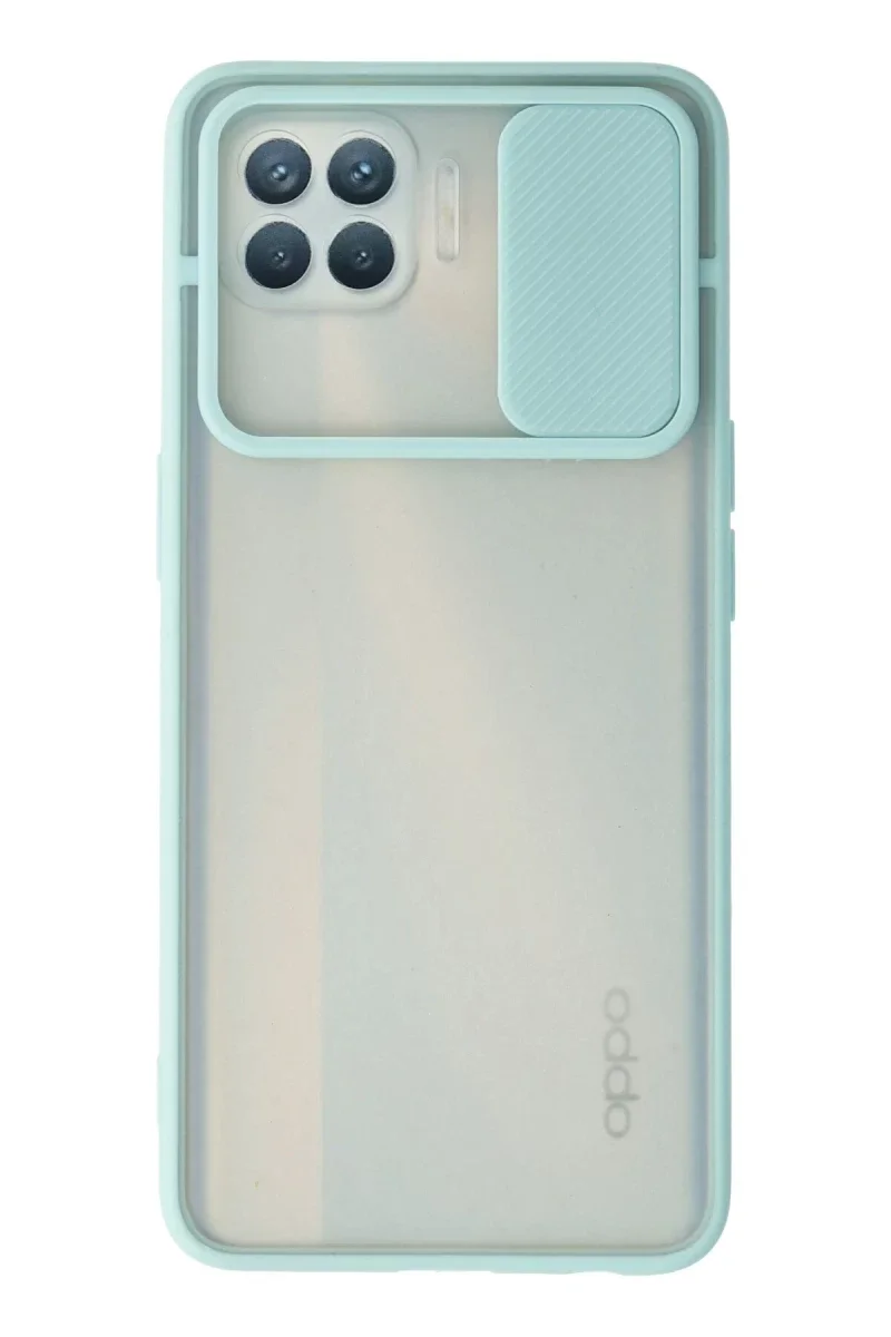 Oppo Reno 4 Lite Kılıf Palm Buzlu Kamera Sürgülü Silikon - Turkuaz