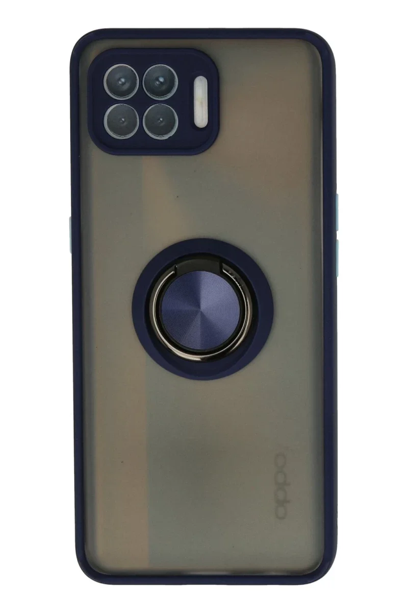Oppo Reno 4 Lite Kılıf Montreal Yüzüklü Silikon Kapak - Lacivert