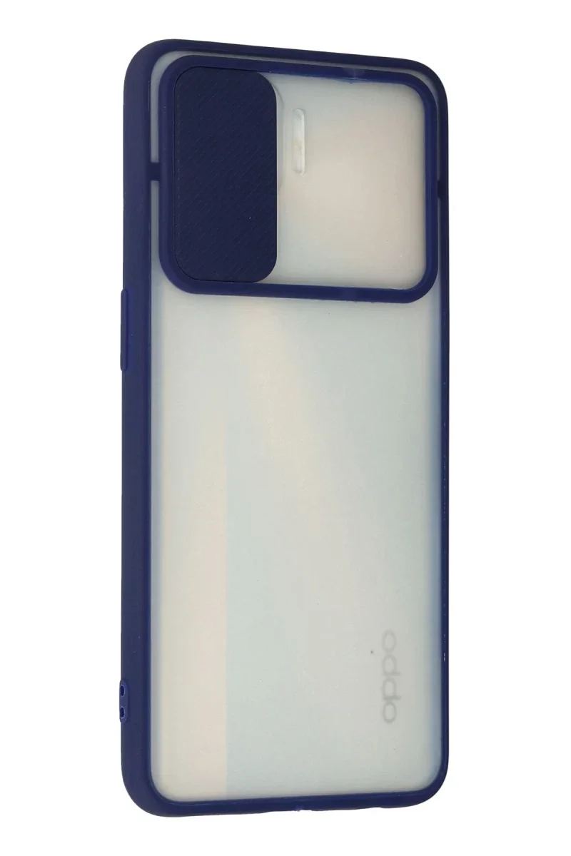 Oppo Reno 4 Lite Kılıf Palm Buzlu Kamera Sürgülü Silikon - Lacivert