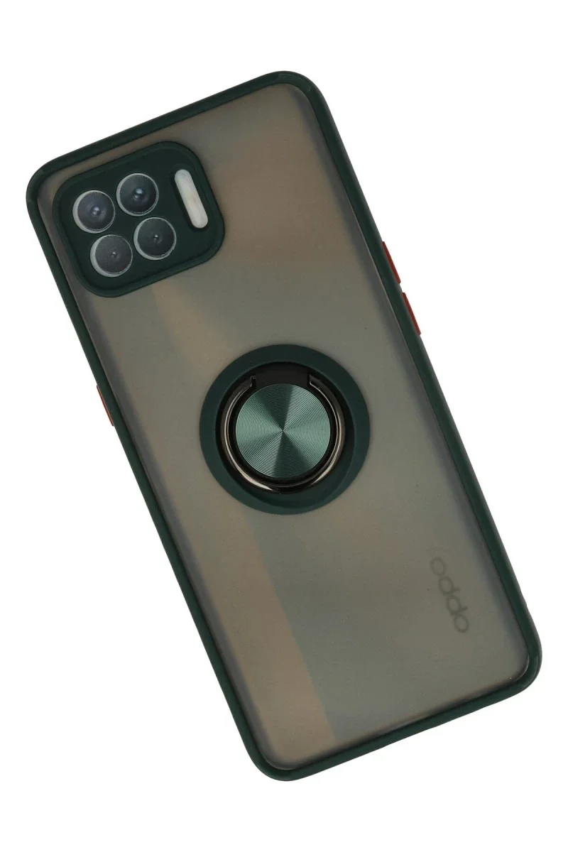 Oppo Reno 4 Lite Kılıf Montreal Yüzüklü Silikon Kapak - Yeşil
