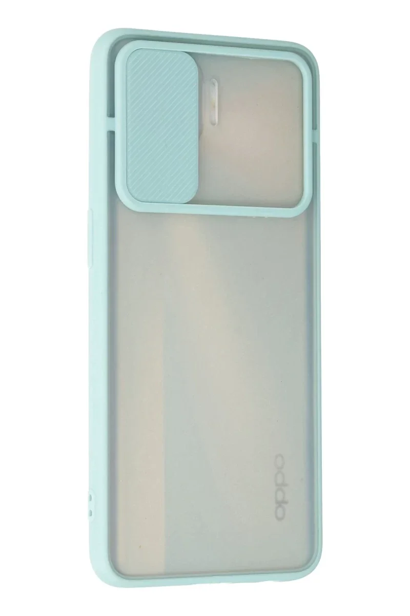Oppo Reno 4 Lite Kılıf Palm Buzlu Kamera Sürgülü Silikon - Turkuaz