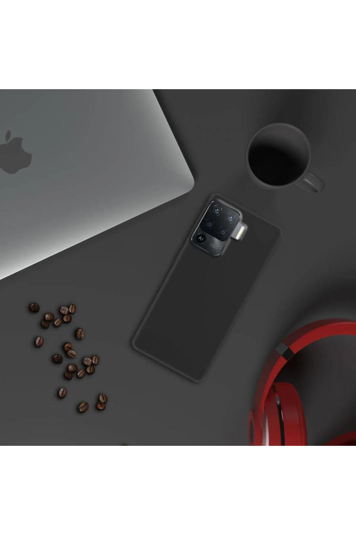 Oppo Reno 5 Lite İnce Mat Silikon Kılıf Siyah Oppo Reno 5 Lite İnce Mat Silikon Kılıf Siyah