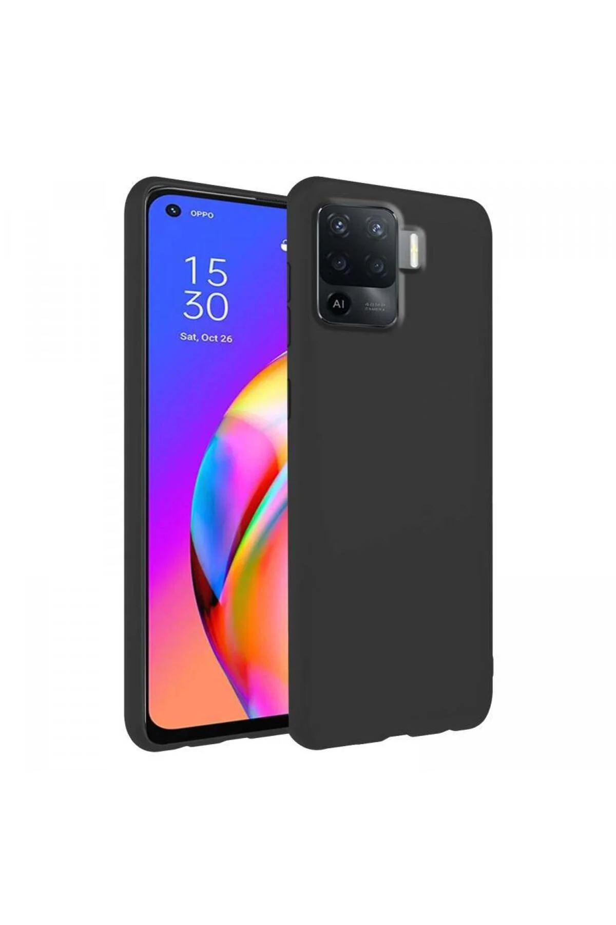 Oppo Reno 5 Lite İnce Mat Silikon Kılıf Siyah Oppo Reno 5 Lite İnce Mat Silikon Kılıf Siyah