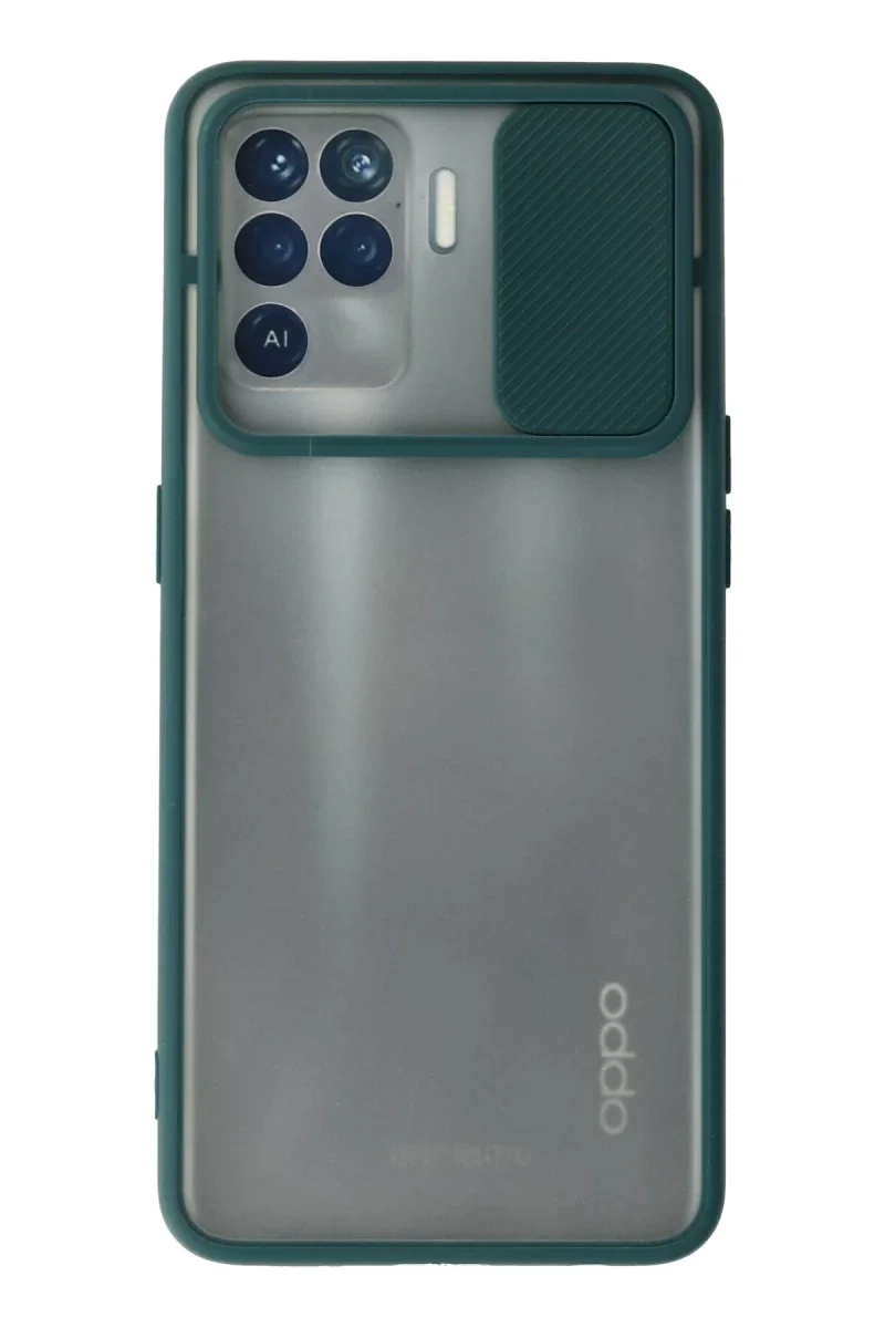 Oppo Reno 5 Lite Kılıf Palm Buzlu Kamera Sürgülü Silikon - Yeşil