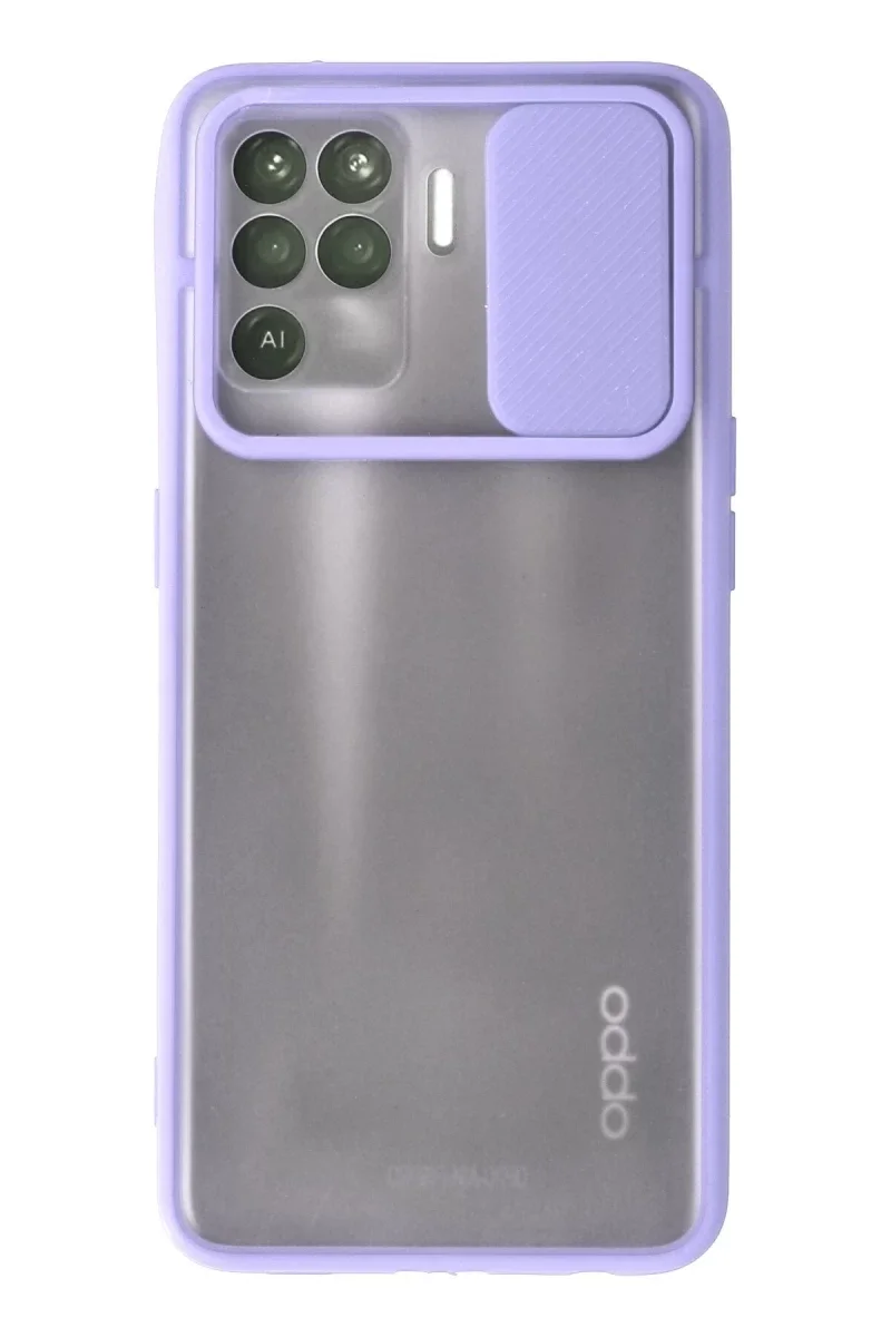 Oppo Reno 5 Lite Kılıf Palm Buzlu Kamera Sürgülü Silikon - Lila