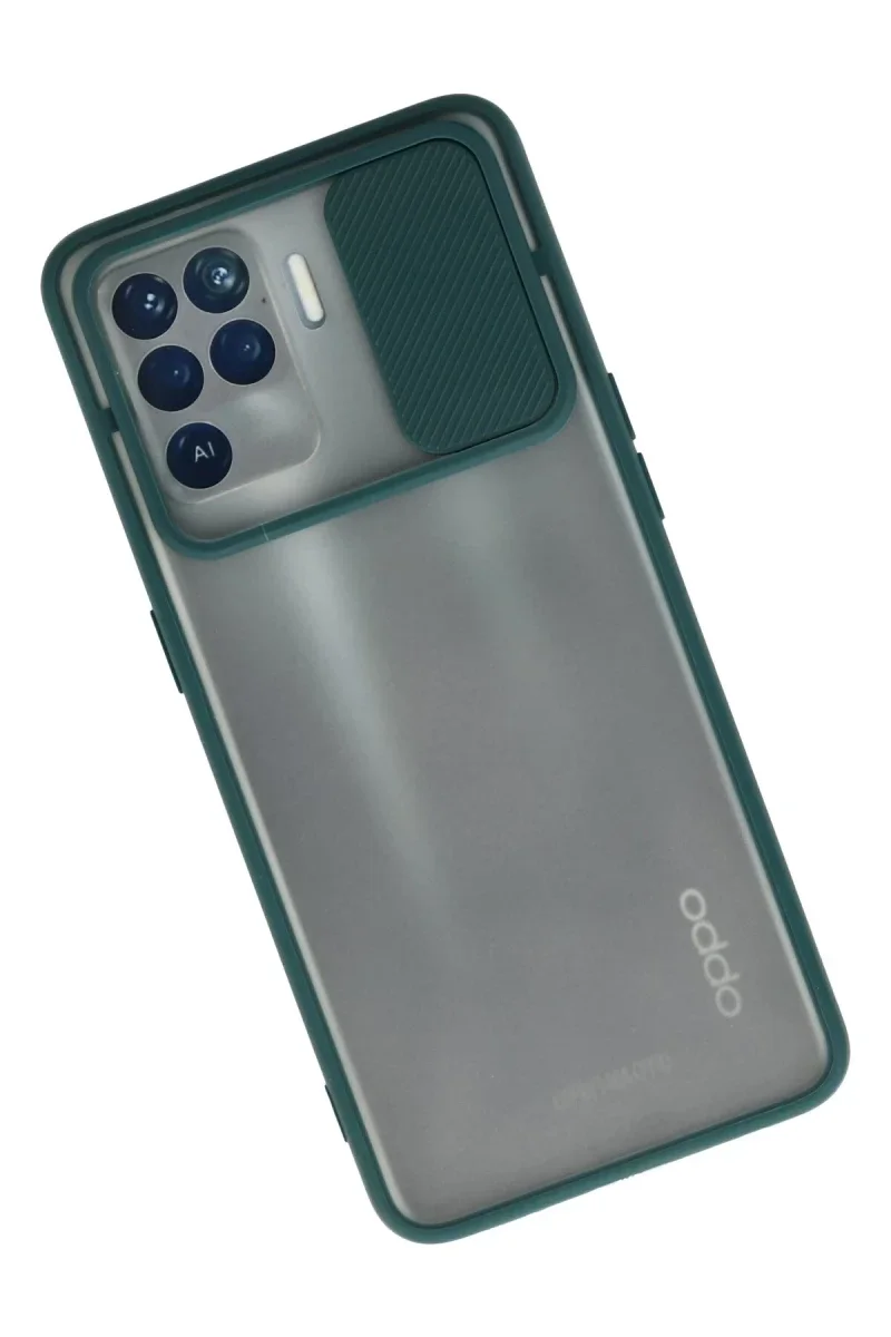 Oppo Reno 5 Lite Kılıf Palm Buzlu Kamera Sürgülü Silikon - Yeşil