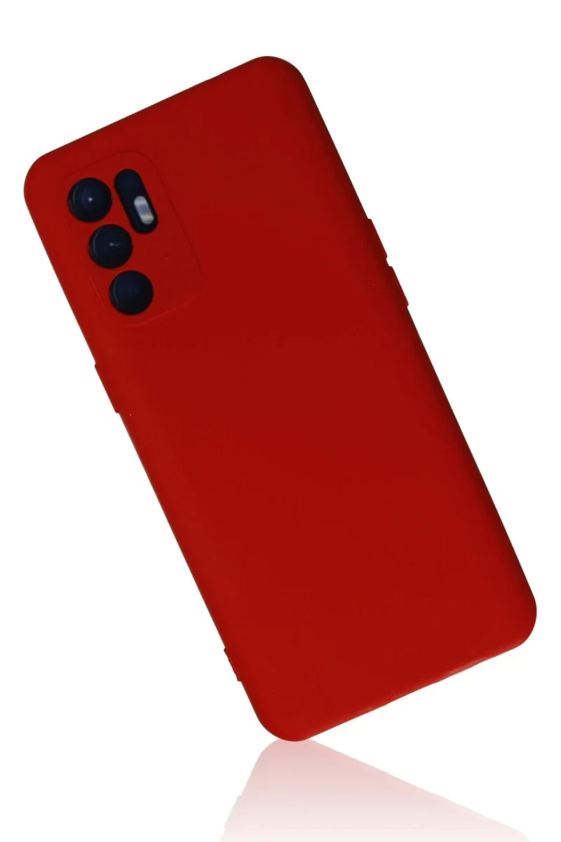 Oppo Reno 6 Kılıf Nano içi Kadife Silikon - Kırmızı Oppo Reno 6 Kılıf Nano içi Kadife Silikon - Kırmızı