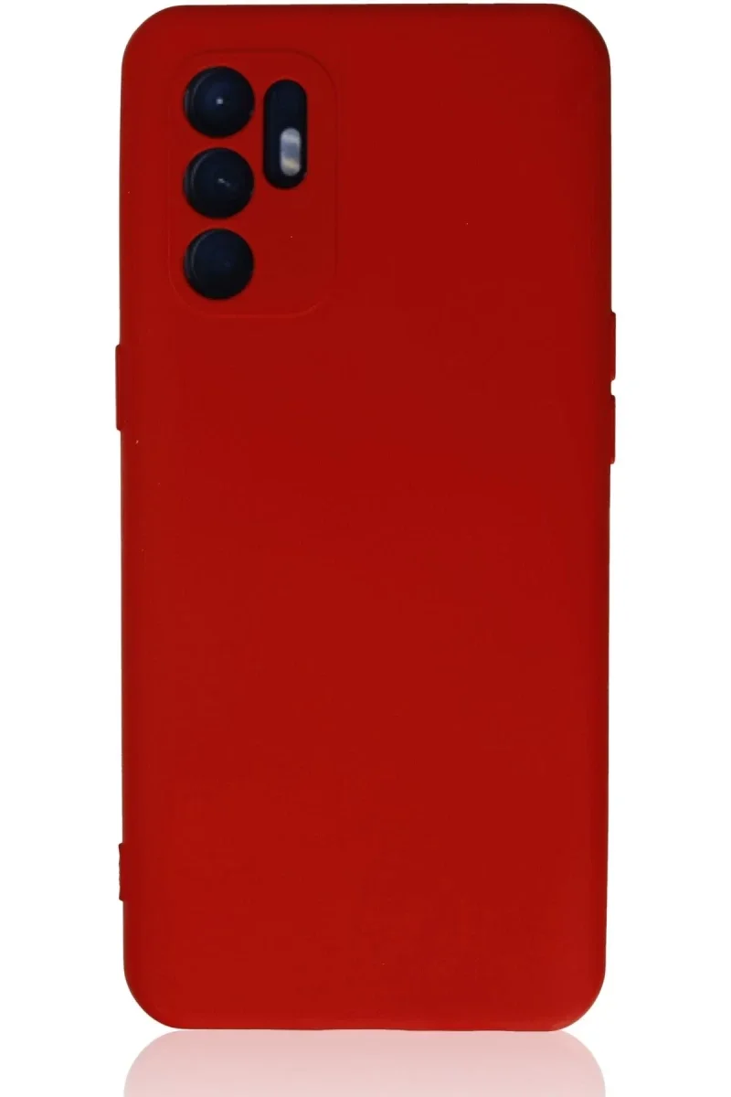 Oppo Reno 6 Kılıf Nano içi Kadife Silikon - Kırmızı Oppo Reno 6 Kılıf Nano içi Kadife Silikon - Kırmızı