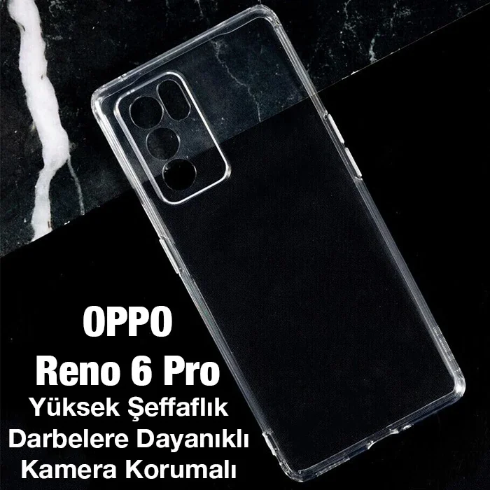 OPPO Reno 6 Pro Kılıf Kamera Korumalı Ultra İnce Şeffaf Silikon - Darbeye Dayanıklı