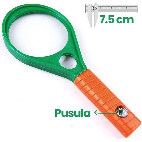 Optik Cam El Büyüteç 65mm 6x 4x Pusulalı Çocuklar Ve Yetişkinler