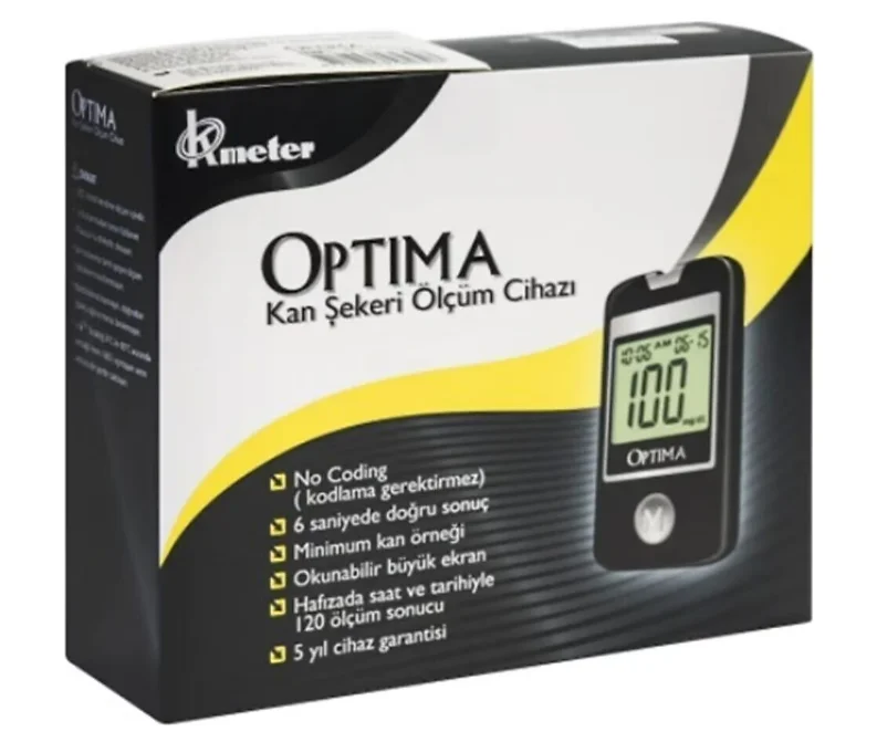 Optima Şeker Ölçüm Cihazı – 6 Saniyede Hassas Kan Şekeri Testi, Kodlamasız Kullanım