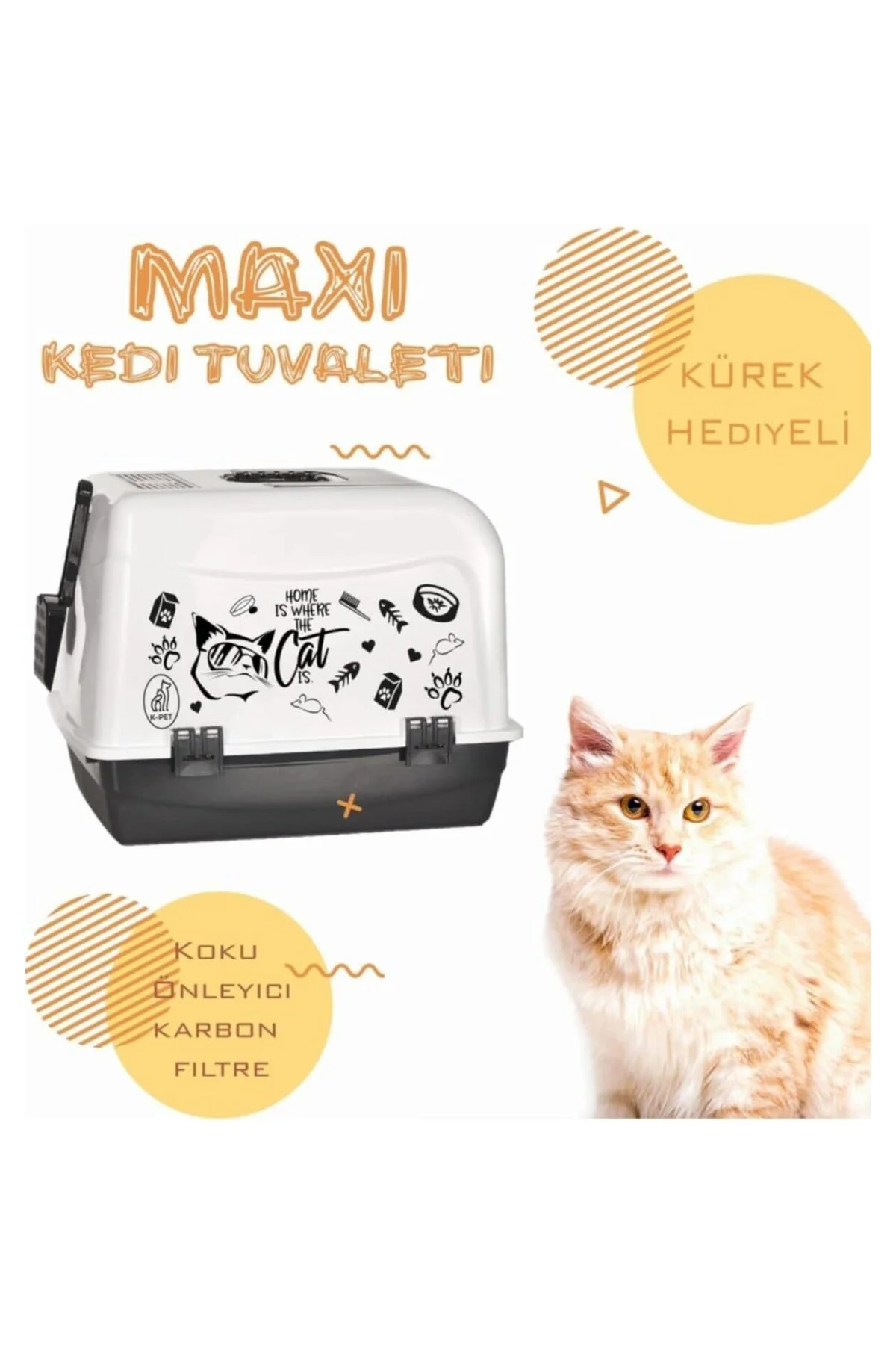 OPTİMAL&PRİME Kedi Tuvaleti ve Kürek Büyük Boy Karbon Filtreli Ko