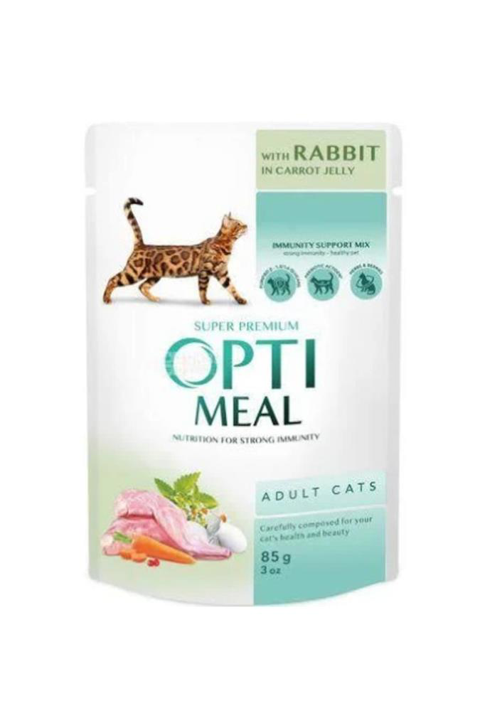 OptiMeal Havuç Jöleli Tavşanlı Kedi Konservesi 85 Gr