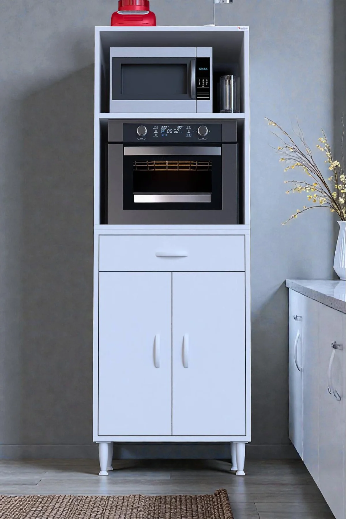 Ora 48 cm Derinlikte 1 Çekmece 2 Kapak Modüler Dolap 60x162,4x48 