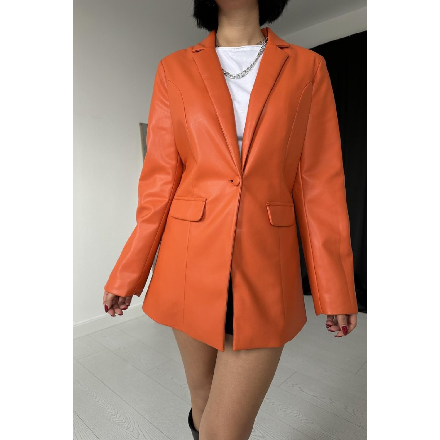 Oranj Lucky Life Kadın Düğmeli Deri Ceket