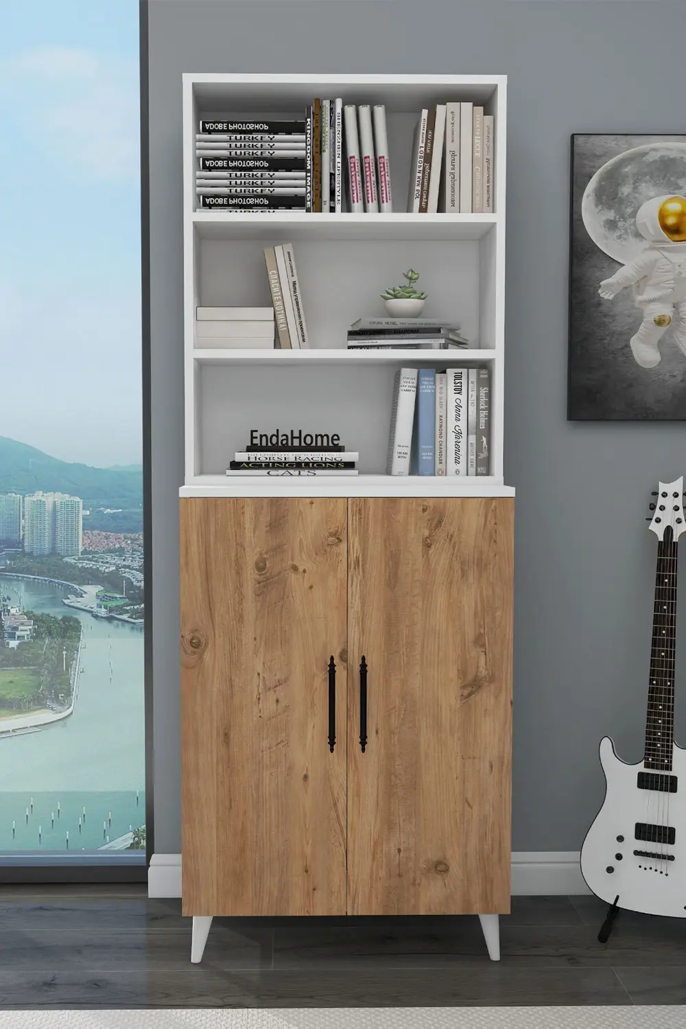 Oras 6 Raflı 2 Kapaklı Dolaplı Kitaplık