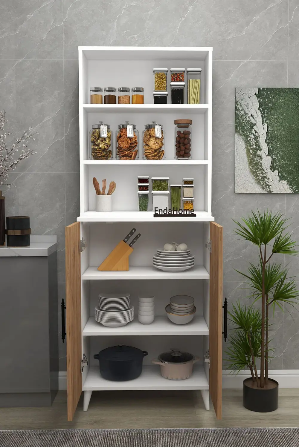 Oras 6 Raflı 2 Kapaklı Dolaplı Kitaplık