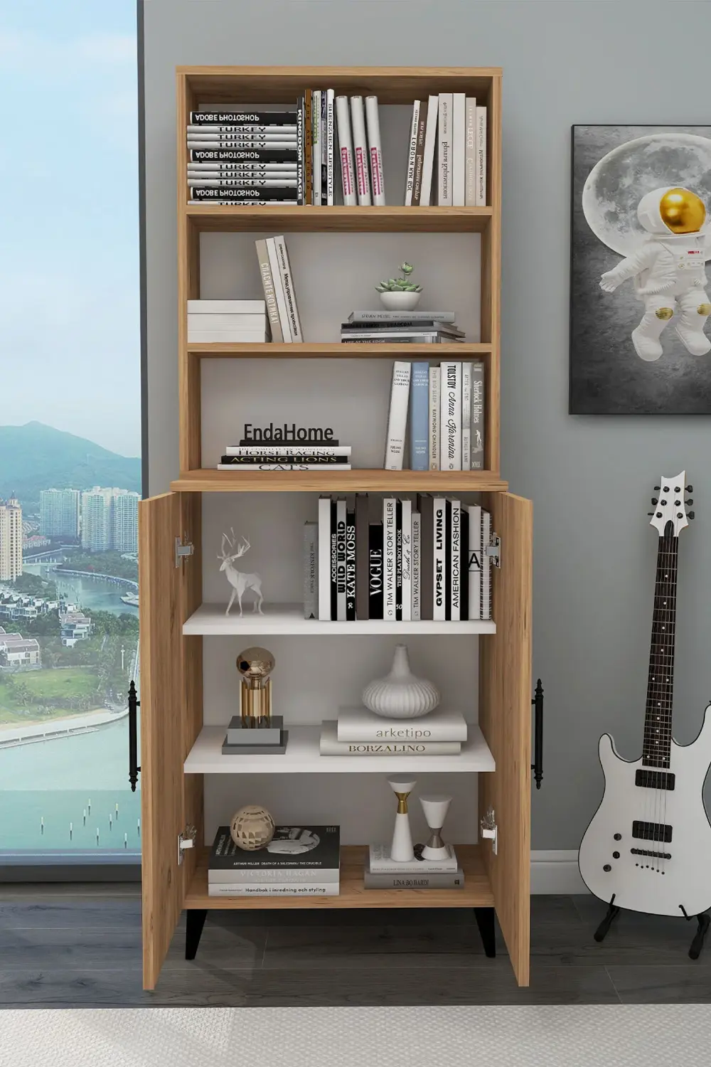 Oras 6 Raflı 2 Kapaklı Dolaplı Kitaplık