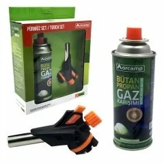 Orcamp 2pcs Pürmüz Ve Torch Seti Pürmüz Torch Çakmak Başlık Kamp Gazı 227gr/400ml