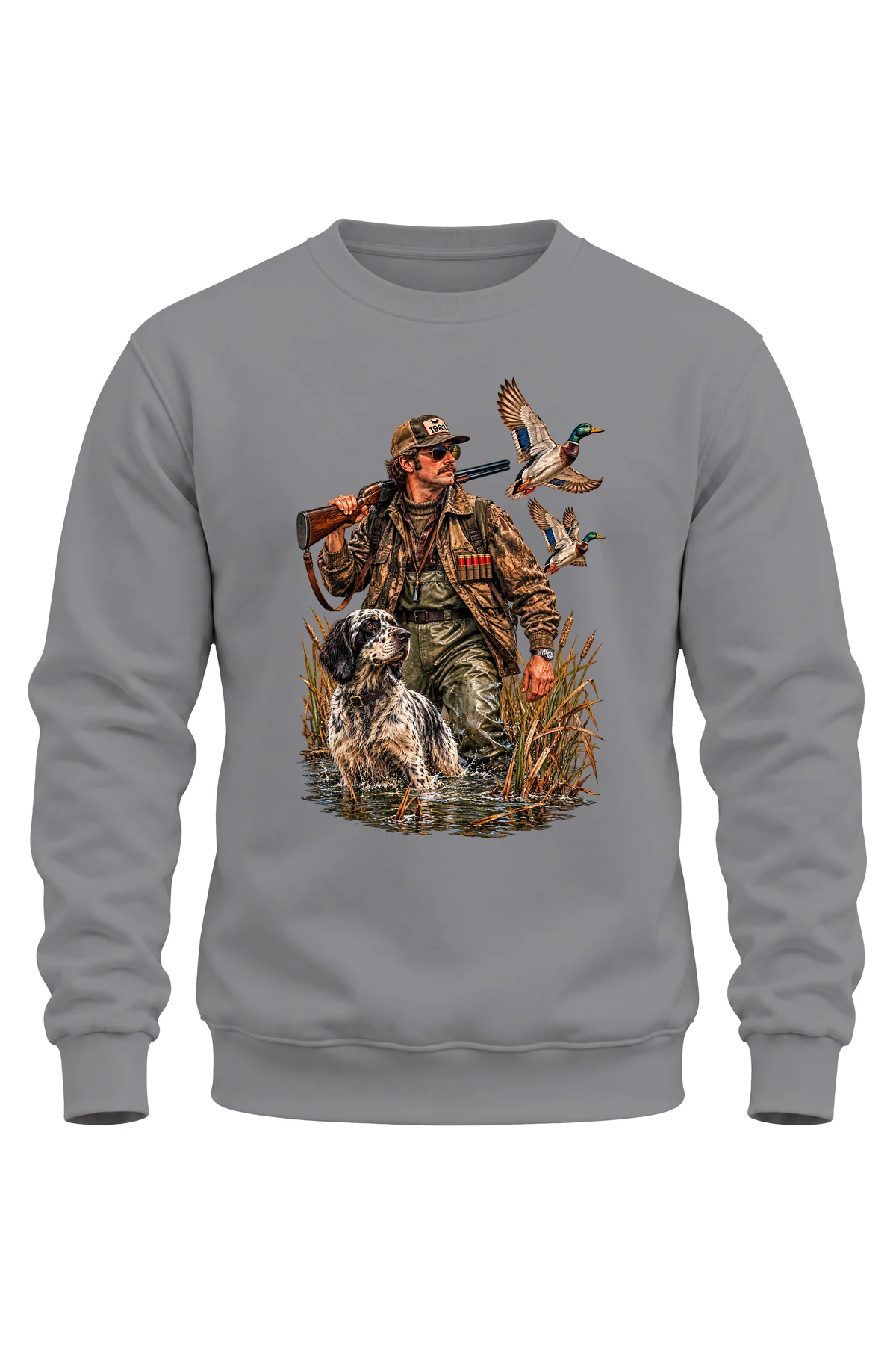 Ördek Avcısı ve Av Köpeği Baskılı Sweatshirt – Hunting Outdoor Tasarım Ördek Avcısı ve Av Köpeği Baskılı Sweatshirt – Hunting Outdoor Tasarım