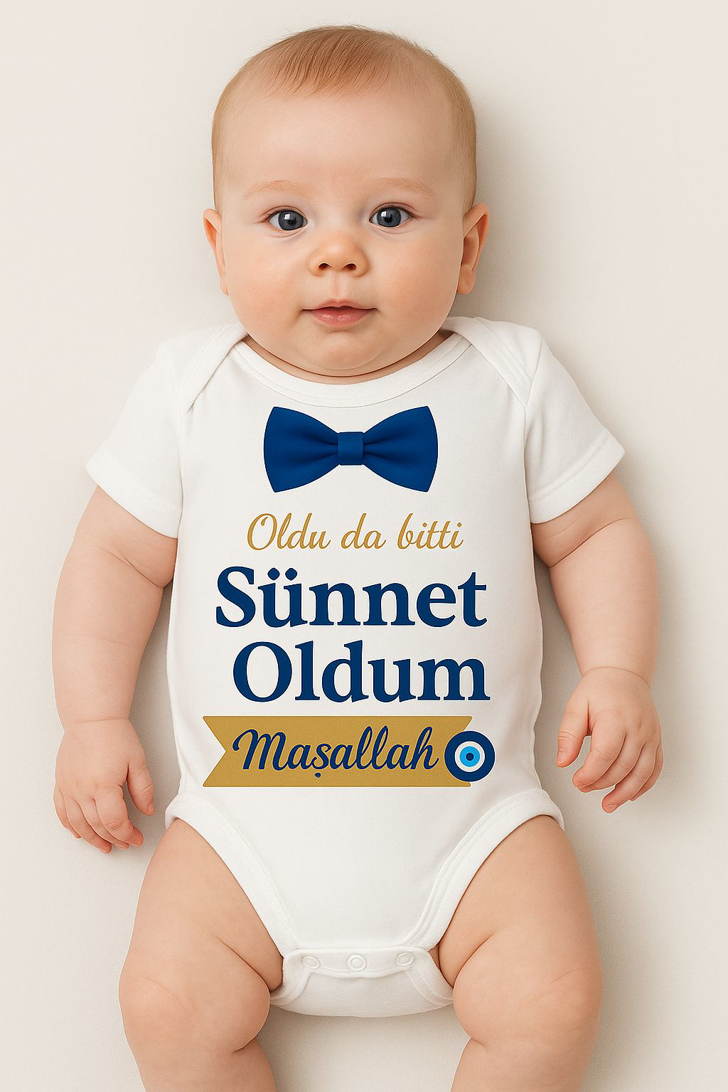 Organik %100 Pamuk Sünnet Oldum Bebek Body Badi Zıbın ZBN484