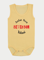 Organik %100 Pamuk Anlat Sen Seversun Yalani Askılı Sarı Bebek Bo