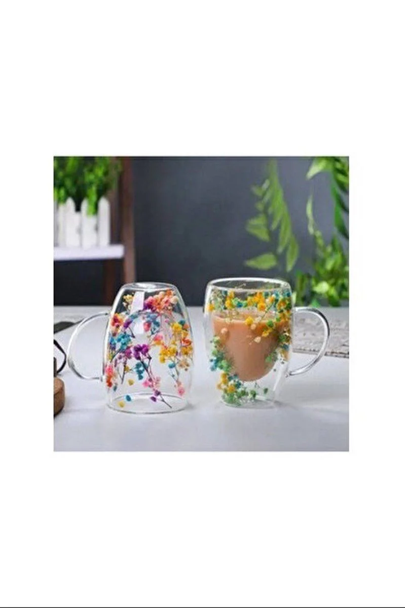 Organik Çiçekli Borosilikat Bardak 350 Ml — Isıya Dayanıklı Şeffaf Cam Bardak Fiyatı, Yorumları ve Özellikleri