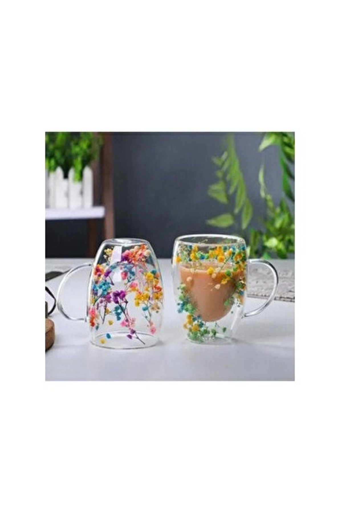 Organik Çiçekli Borosilikat Bardak 350 Ml. BRD-150 BH