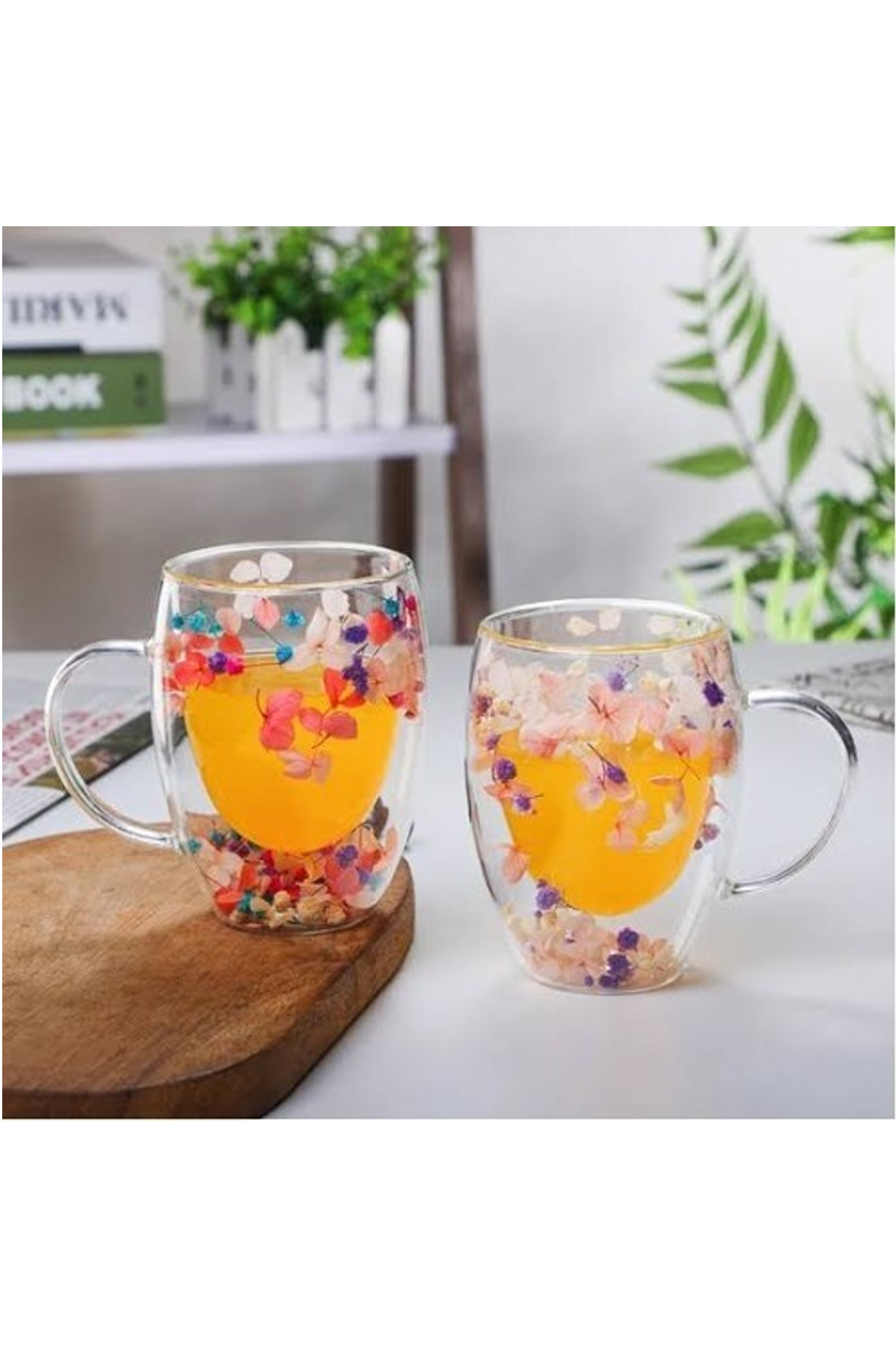 Organik Çiçekli Borosilikat Bardak 350 Ml. BRD-150 BH