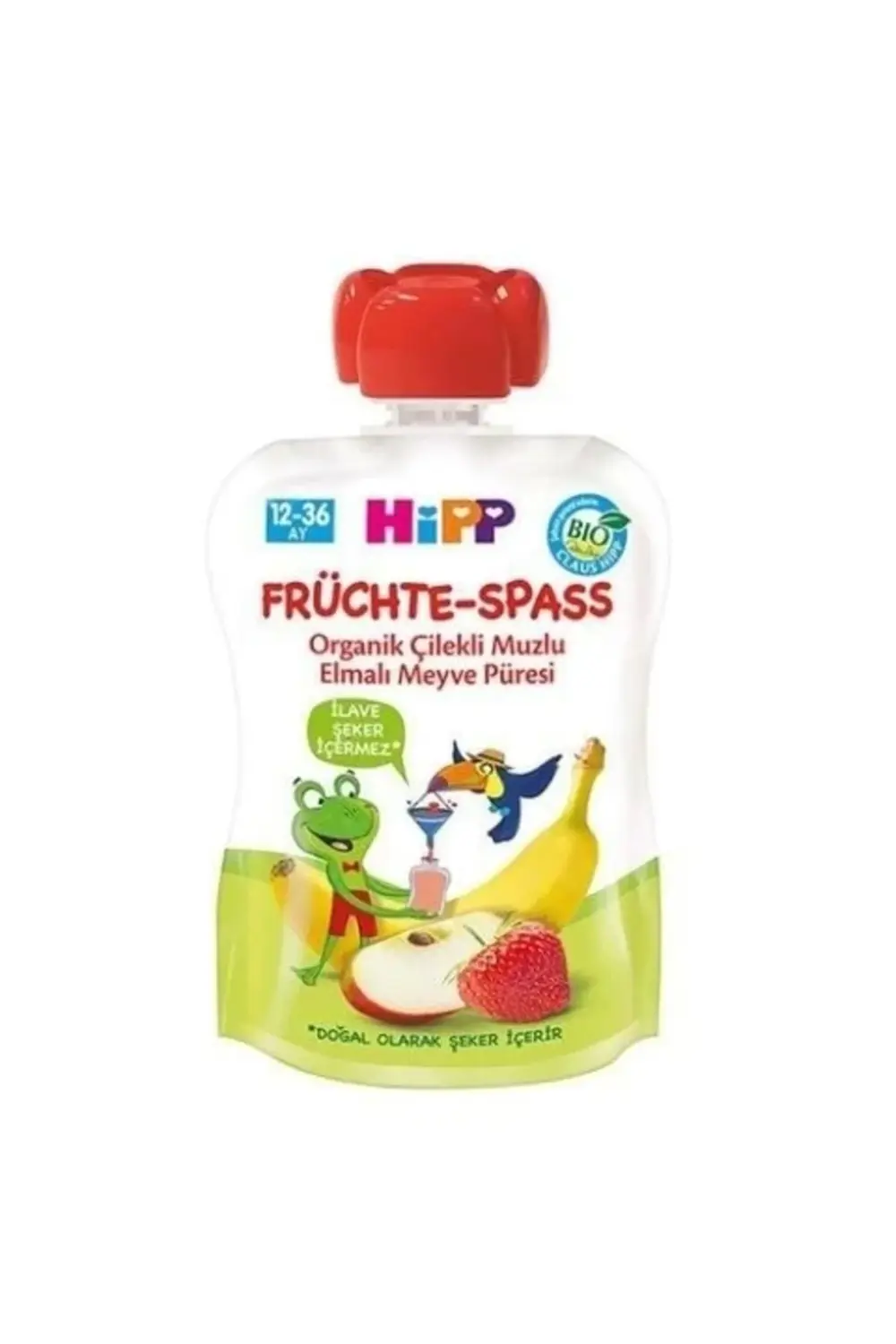 Organik Çilekli Muzlu Elmalı Meyve Püresiı100gr